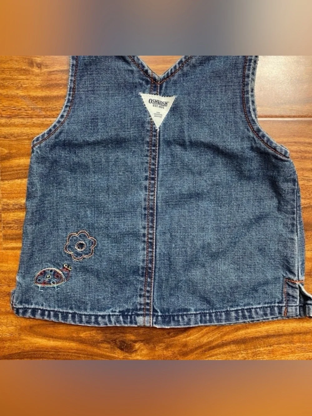 3/$25 Oshkosh B'Gosh Baby Girl Sleeveless Embroidered Denim Tunic Top Size 18M